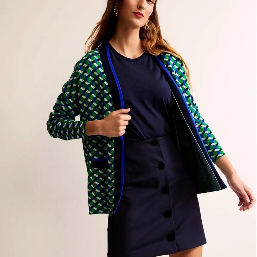 Boden Green and Blue Patterned Cardigan - Picture 2 of 12